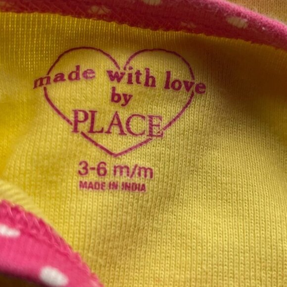 The Children Place Yellow Baby Romper 3-6M Pink Bird & Floral Snap Closure - Picture 2 of 7